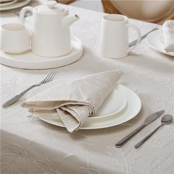 Set of 6 jacquard cloth napkins taupe wrinkle resistant dining holiday wedding 1 - Picture 3 of 5
